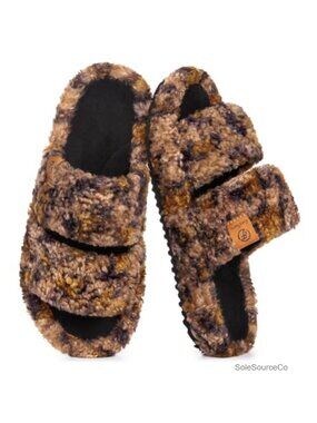 Fuzzy Open-Toe Slippers Memory Foam Faux Fur House Shoes